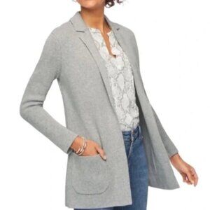 Magaschoni Open Wool Blend Knit Jacket Cardigan Blazer Light Gray